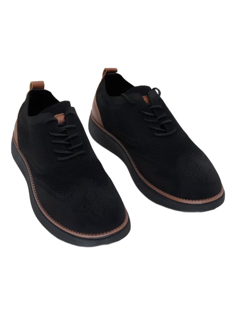 Akademiks Men's Olney Wingtip Knit Oxford Shoe Black Brown Size 9M